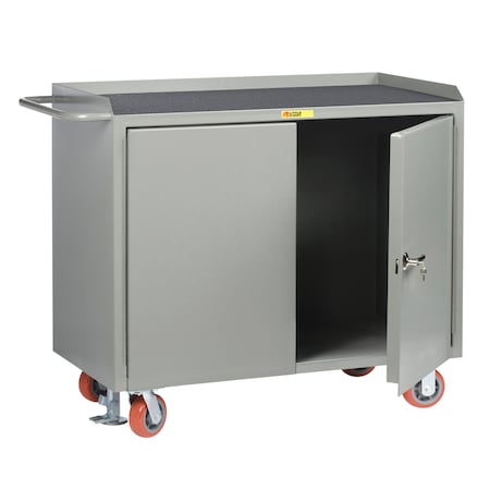 Little Giant Mobile Bench Cabinets, 36"W, 2 Locking Doors, Non-Slip Vinyl Matting MM-2D-2436-FL